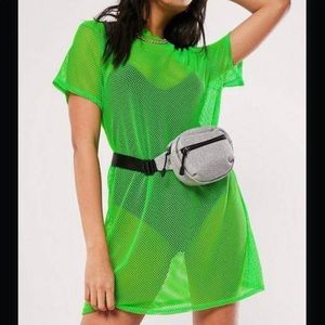 MISSGUIDED OVERSIZED NEON FISHNET DRESS